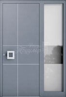 Металлическая дверь Одностворчатая дверь МДФ со стеклом №46 в загородный дом